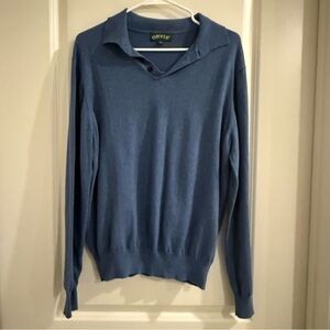 Orvis Men’s Cotton & Cashmere Polo Sweater-Blue